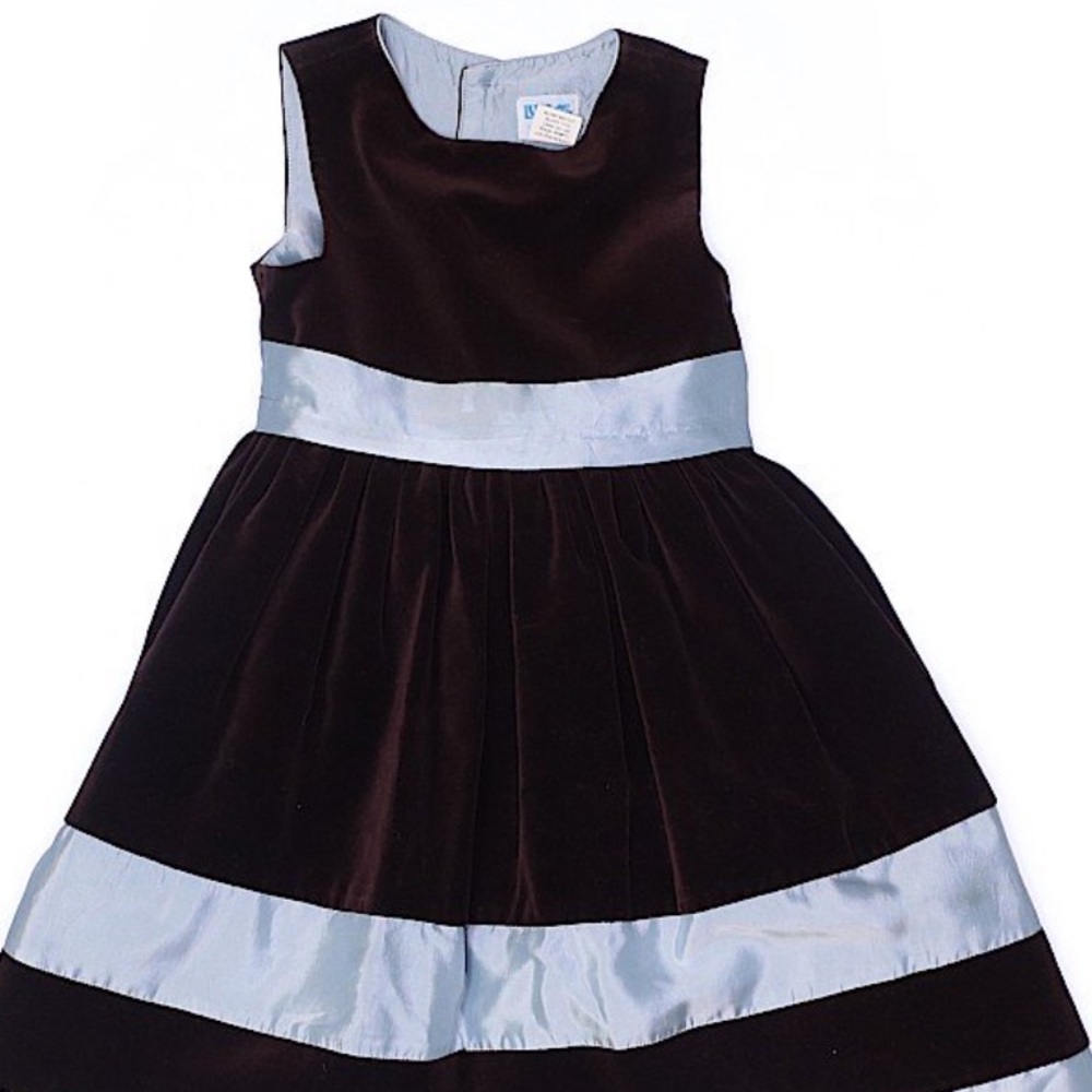 Luli & Me Velvet Dress-Satin Detail & Belt EUC
